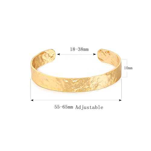 Elegant 18K Gold Plated Hammered Cuff Bracelet