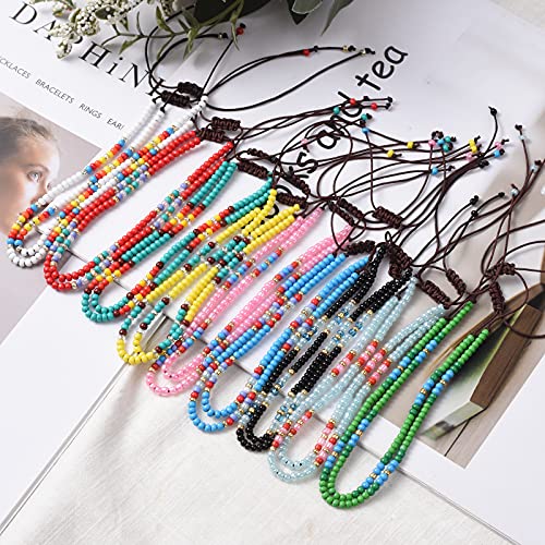 Colorful Handmade Beaded Anklets Set for Women