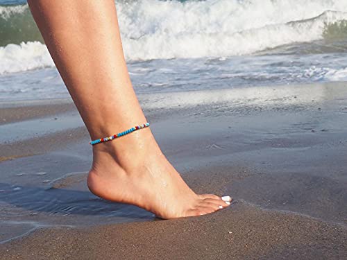 Colorful Handmade Beaded Anklets Set for Women