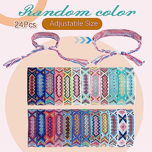 24 Pcs Adjustable Woven Friendship Bracelets