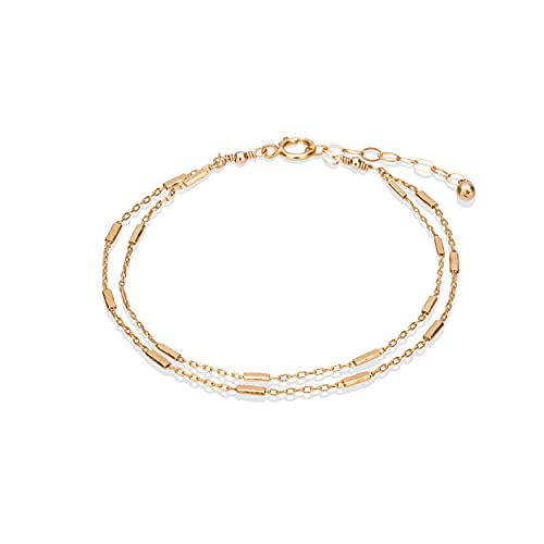 Double-Stranded Gold Satellite Chain Bracelet for Women