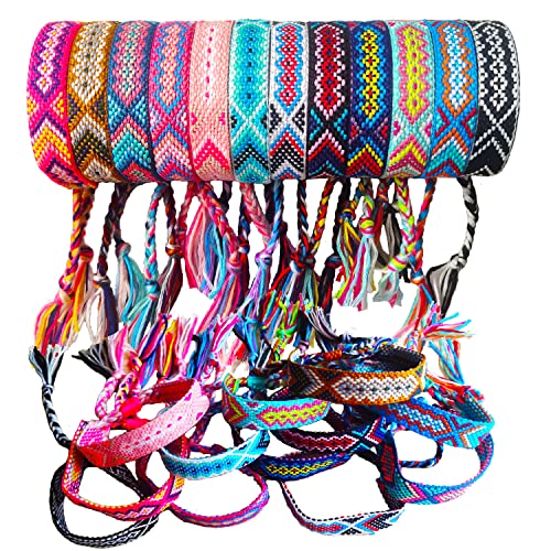 12 PCS Colorful Woven Friendship Bracelets for Girls