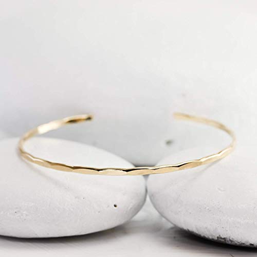Delicate 14K Gold Fill Hammered Cuff Bracelet