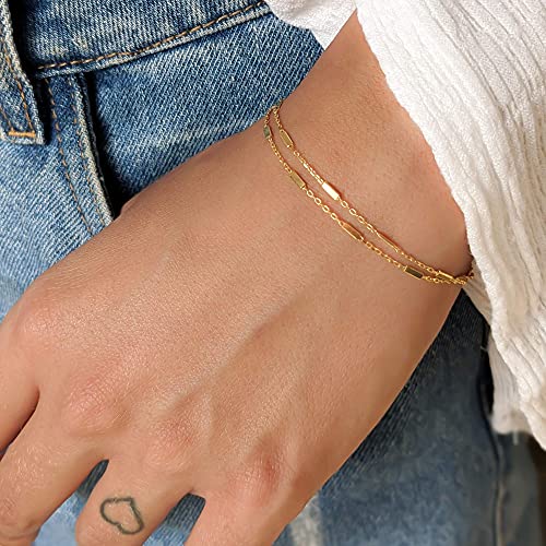Double-Stranded Gold Satellite Chain Bracelet for Women