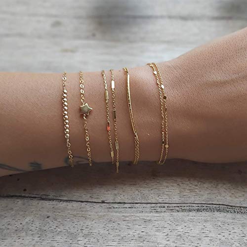 Double-Stranded Gold Satellite Chain Bracelet for Women