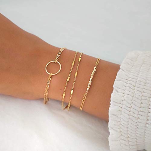 Double-Stranded Gold Satellite Chain Bracelet for Women