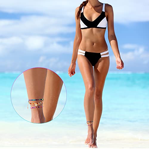 Colorful Boho Adjustable Ankle Bracelet Set
