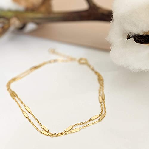 Double-Stranded Gold Satellite Chain Bracelet for Women