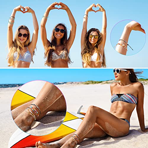 Colorful Boho Adjustable Ankle Bracelet Set