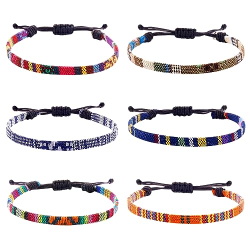 6 Pcs Adjustable Woven Boho Bracelets