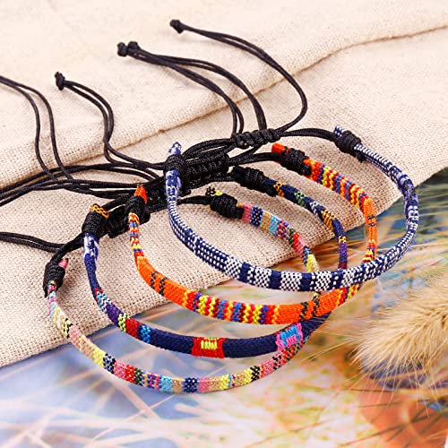 6 Pcs Adjustable Woven Boho Bracelets