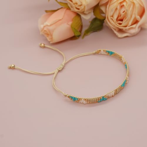 Handmade Boho Turquoise Seed Bead Friendship Bracelet