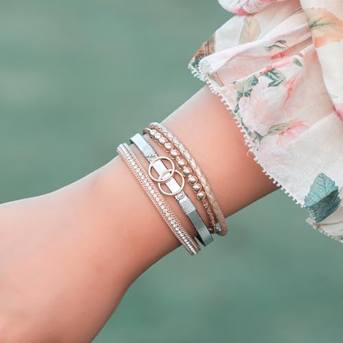 Elegant Boho Leather Cuff Bracelet Set for Women