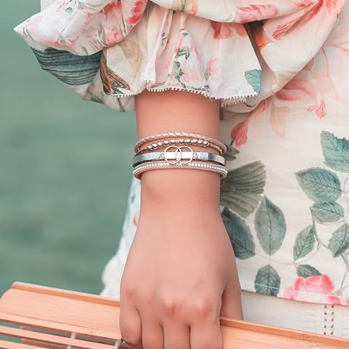 Elegant Boho Leather Cuff Bracelet Set for Women