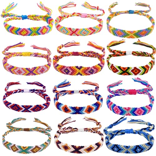 Colorful Woven Friendship Bracelets for Kids 12-Pack