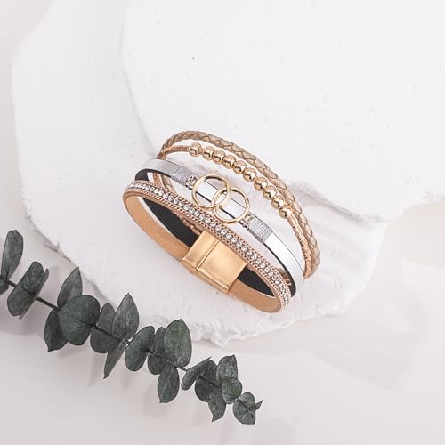 Elegant Boho Leather Cuff Bracelet Set for Women