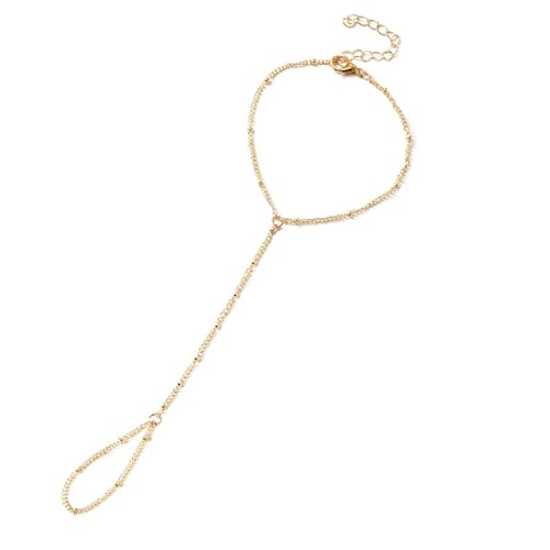 Elegant Gold Beaded Hand Chain Bracelet for Women