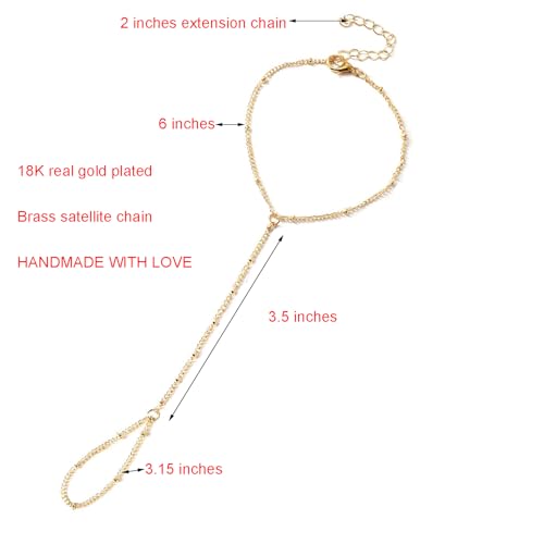 Elegant Gold Beaded Hand Chain Bracelet for Women