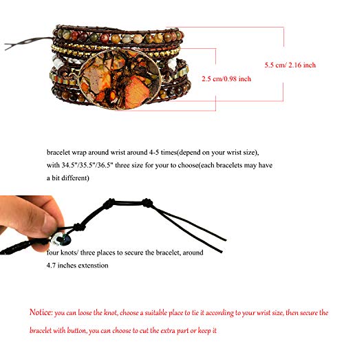 Boho Orange Imperial Jasper Mixed Wrap Bracelets