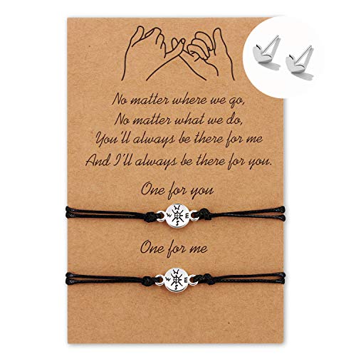 Adjustable Pinky Promise Compass Bracelets for Couples