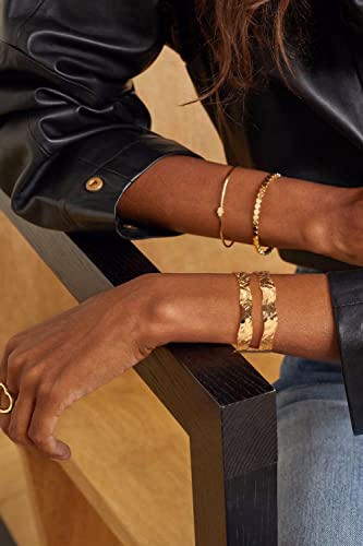 18K Gold Chunky Crumpled Cuff Bangle Bracelet