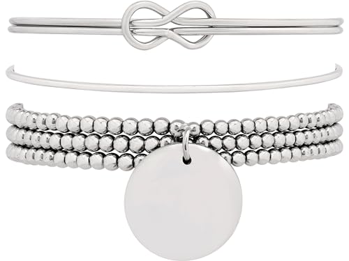Boho Layered Silver Knot Stackable Bracelets
