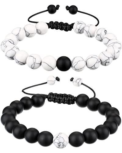 Moroccan Howlite & Black Matte Agate Couples Bracelet