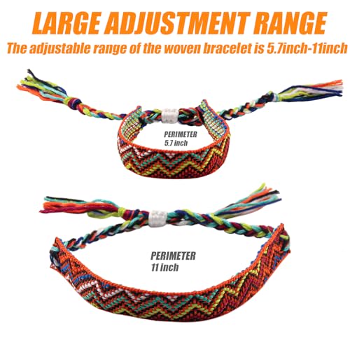 12 Adjustable Woven Friendship Bracelets Pack