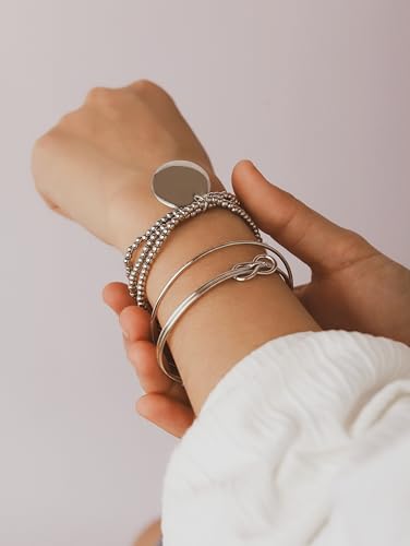 Boho Layered Silver Knot Stackable Bracelets