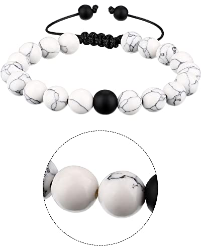 Moroccan Howlite & Black Matte Agate Couples Bracelet