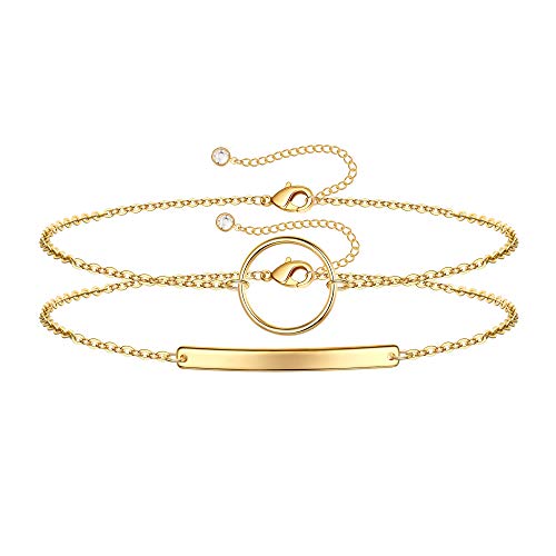 Dainty 14K Gold Filled Layered Bracelets for Women