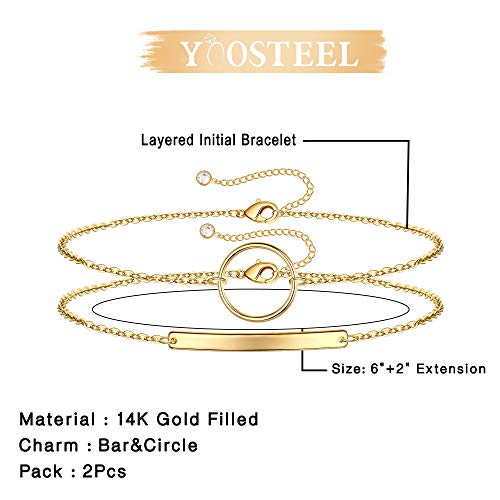 Dainty 14K Gold Filled Layered Bracelets for Women