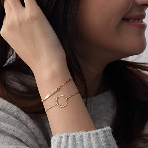 Dainty 14K Gold Filled Layered Bracelets for Women