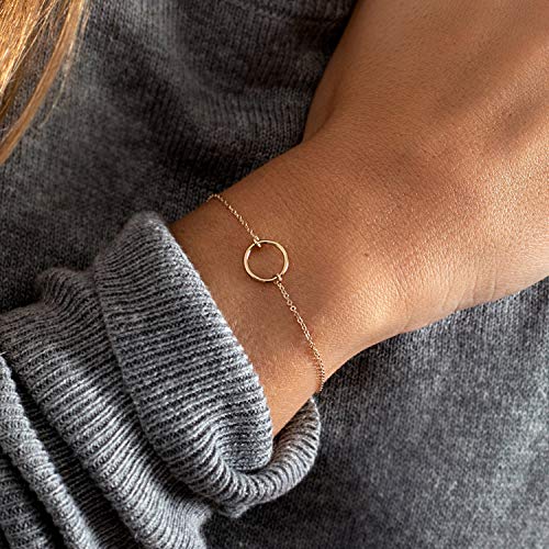 Dainty 14K Gold Filled Layered Bracelets for Women