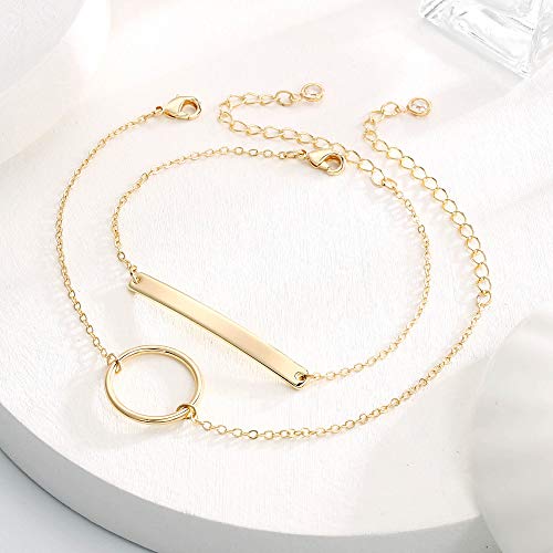Dainty 14K Gold Filled Layered Bracelets for Women