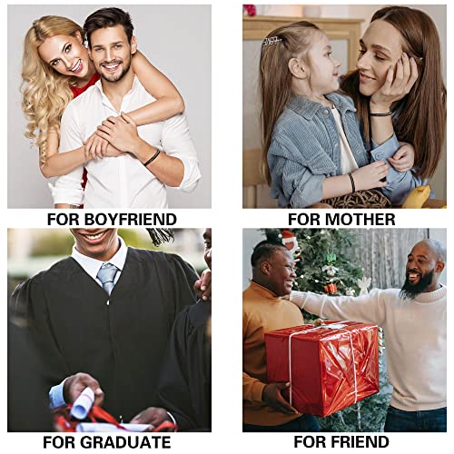 Inspirational Black Leather Morse Code Bracelets for Men