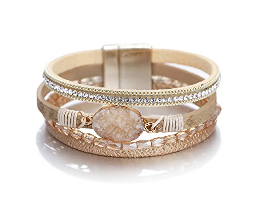 Boho Leopard Leather Wrap Bracelet for Women