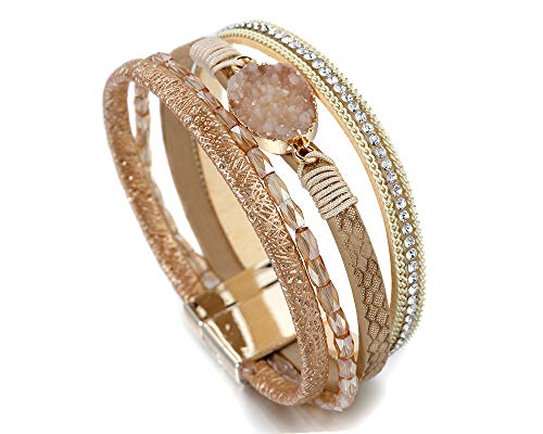 Boho Leopard Leather Wrap Bracelet for Women