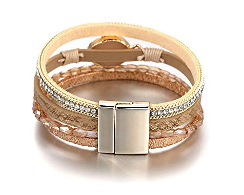 Boho Leopard Leather Wrap Bracelet for Women