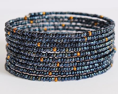 TEMBO AFRICA Set of 2 Handmade Beaded Bracelets for Women 10 loops each Wrap Bracelets Boho Jewelry Gifts MADE OF SEED BEADS ONLY Handmade From Africa