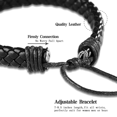 Ethnic Woven Leather Bracelets with Wood Beads