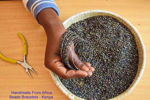TEMBO AFRICA Set of 2 Handmade Beaded Bracelets for Women 10 loops each Wrap Bracelets Boho Jewelry Gifts MADE OF SEED BEADS ONLY Handmade From Africa