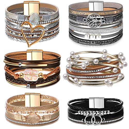 Boho Multi-Layer PU Leather Stack Bracelets