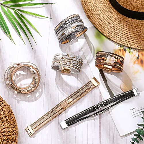 Boho Multi-Layer PU Leather Stack Bracelets