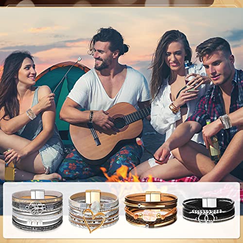 Boho Multi-Layer PU Leather Stack Bracelets