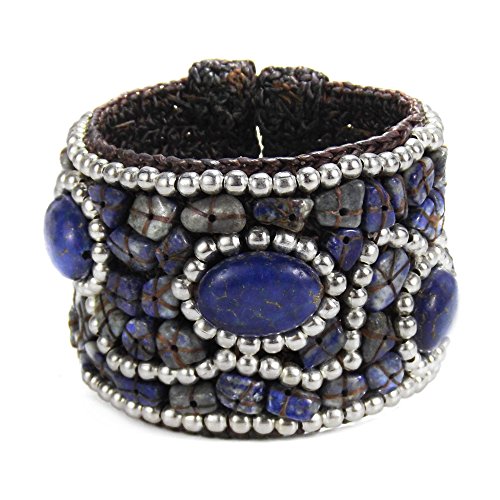 Boho Tribal Blue Lapis-Lazuli Cuff Bracelet