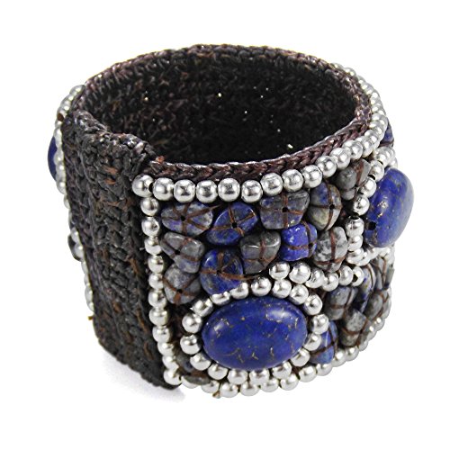 Boho Tribal Blue Lapis-Lazuli Cuff Bracelet