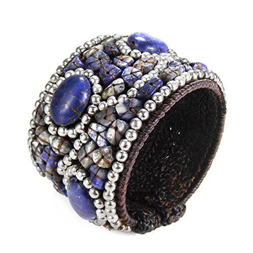 Boho Tribal Blue Lapis-Lazuli Cuff Bracelet