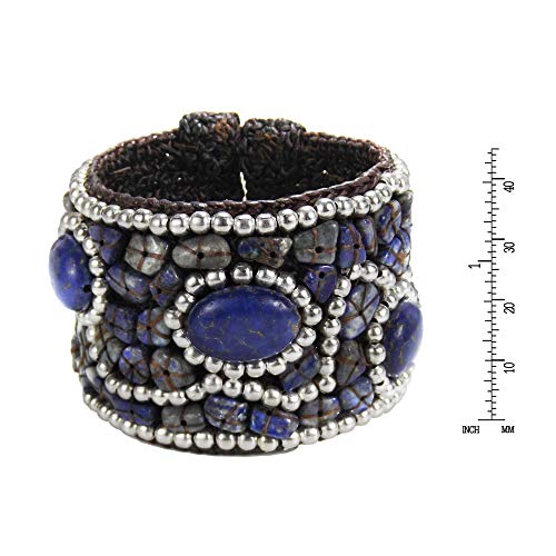 Boho Tribal Blue Lapis-Lazuli Cuff Bracelet
