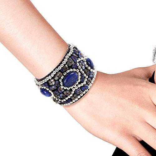 Boho Tribal Blue Lapis-Lazuli Cuff Bracelet